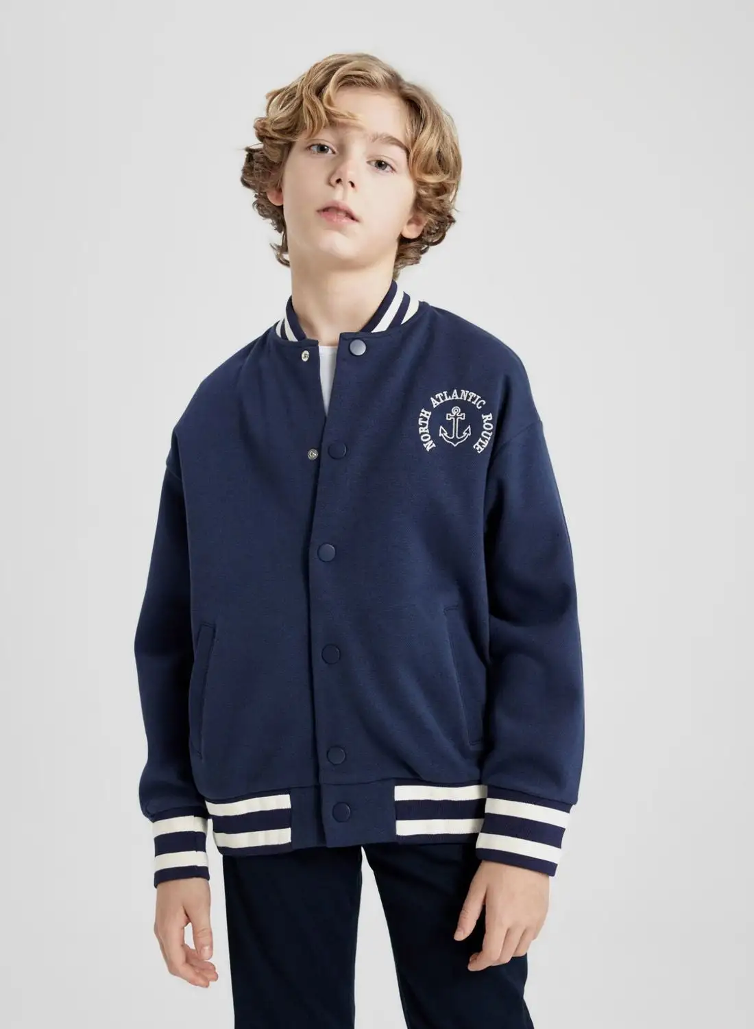 DeFacto Boy Regular Fit Crew Neck Bomber Cardigan