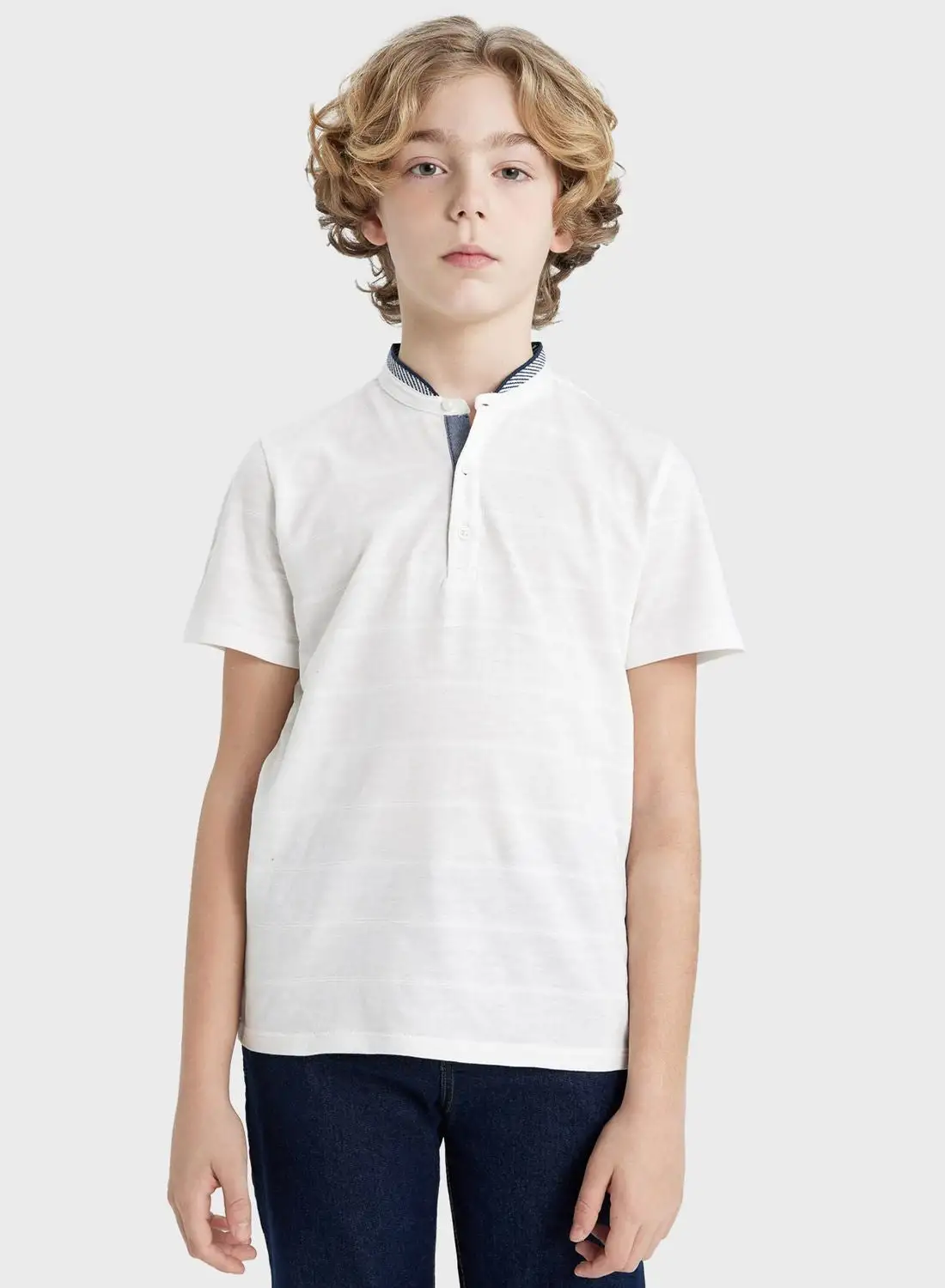 DeFacto Boy High Collar Pique Short Sleeve Polo T-Shirt