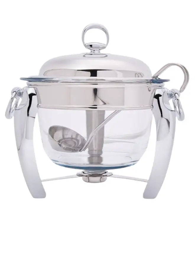 REGENT Lux Round Shaped Soup Warmer With Ladle Silver/Clear