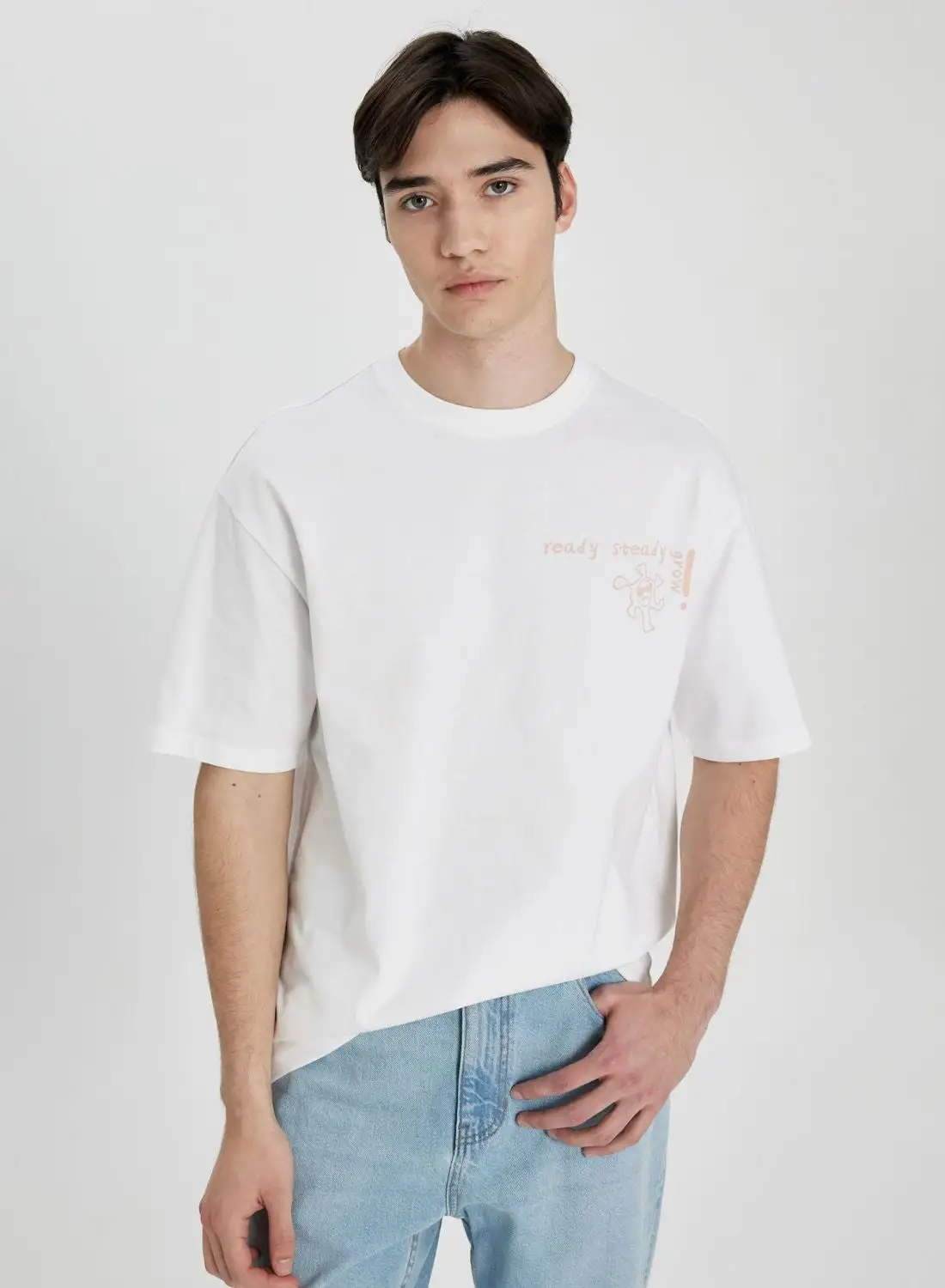 DeFacto Comfort Fit Crew Neck Printed T-Shirt