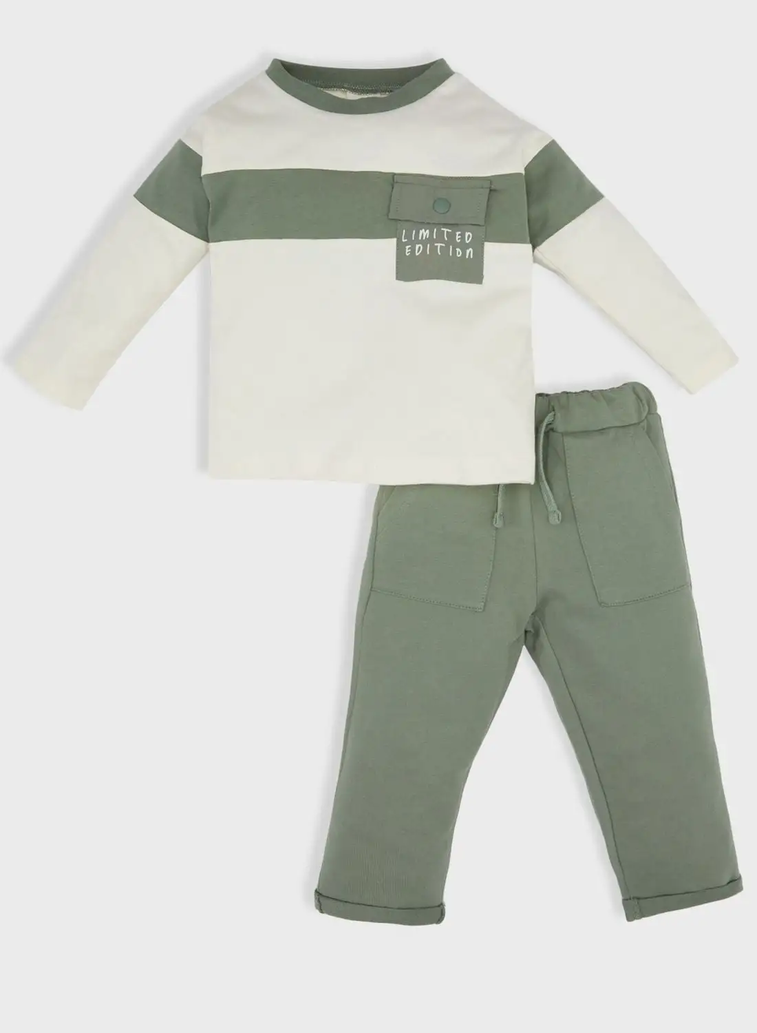 DeFacto Baby Boy Color Blocked Sweatshirt Sweatpants 2 Piece Set