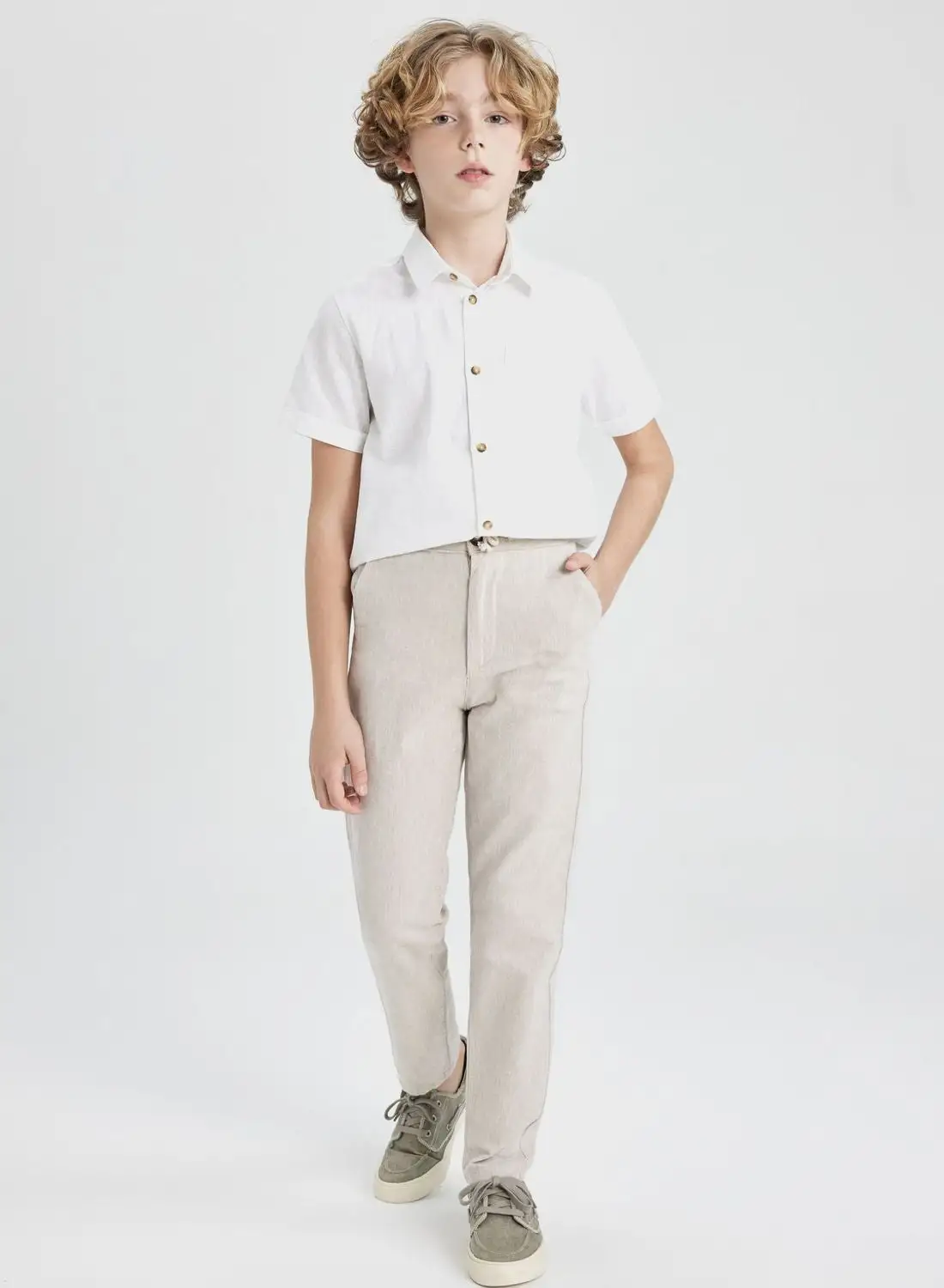 DeFacto Boy Regular Fit Standard Leg Linen Look Trousers