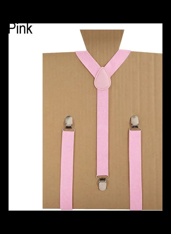 Generic Unisex Elastic Y-Shape Braces Men's Women's Adjustable Clip-on Suspenders Pink