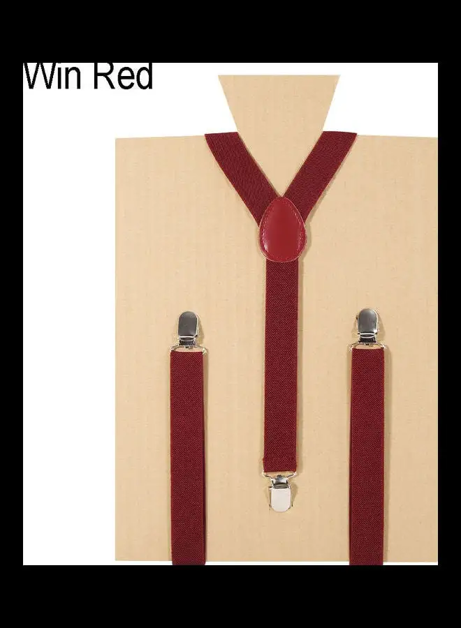 Generic Unisex Elastic Y-Shape Braces Men's Women's Adjustable Clip-on Suspenders Dark Red