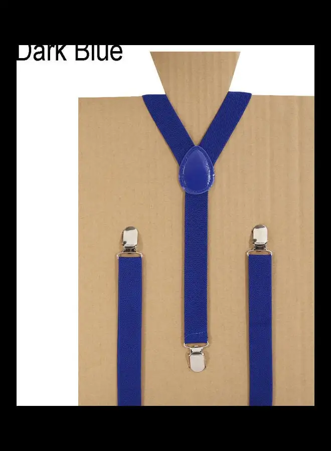 Generic Unisex Elastic Y-Shape Braces Men's Women's Adjustable Clip-on Suspenders Dark Blue