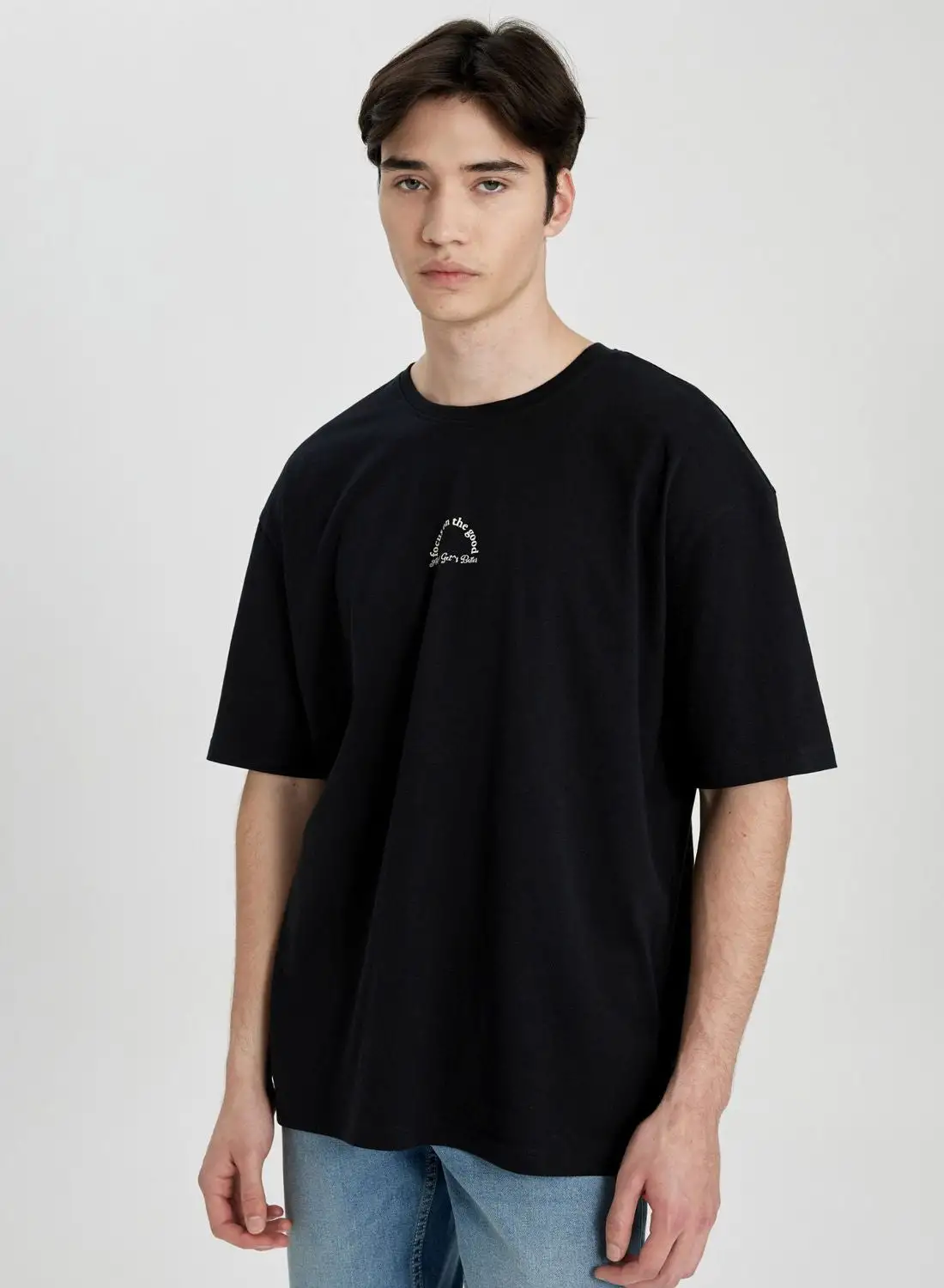 DeFacto Oversize Fit Crew Neck Printed T-Shirt