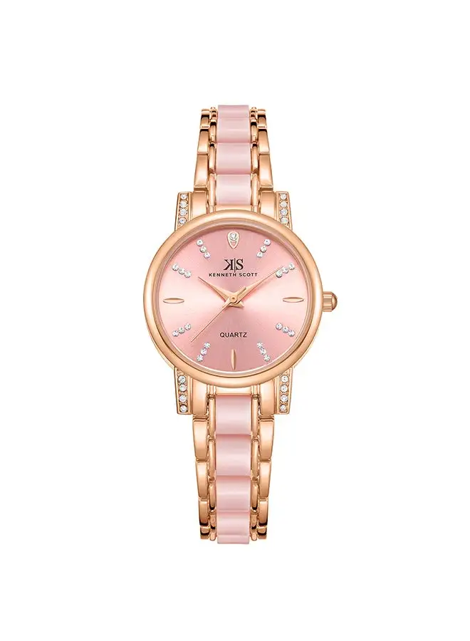 KENNETH SCOTT Women's Analog Round Shape Alloy Wrist Watch K23547-KCPP - 30 Mm