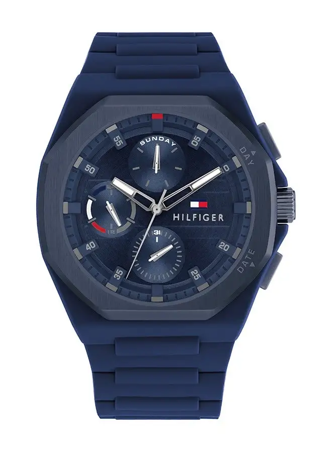 TOMMY HILFIGER Men's Analog Octagon Shape Silicone Wrist Watch 1792122 - 44 Mm