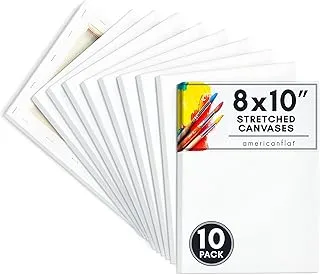 Americanflat 10 Piece 8x10 Pre Stretched Blank Canvas Boards with 0.64 Inch Thick Wooden Frame - 100% Cotton for Painting