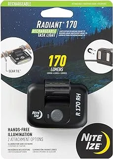 Nite Ize Radiant 170 Rechargeable Task Light, Lumen Portable Light with Magnet and Gear Ties, Work for Car Repairs, Workshop Camping