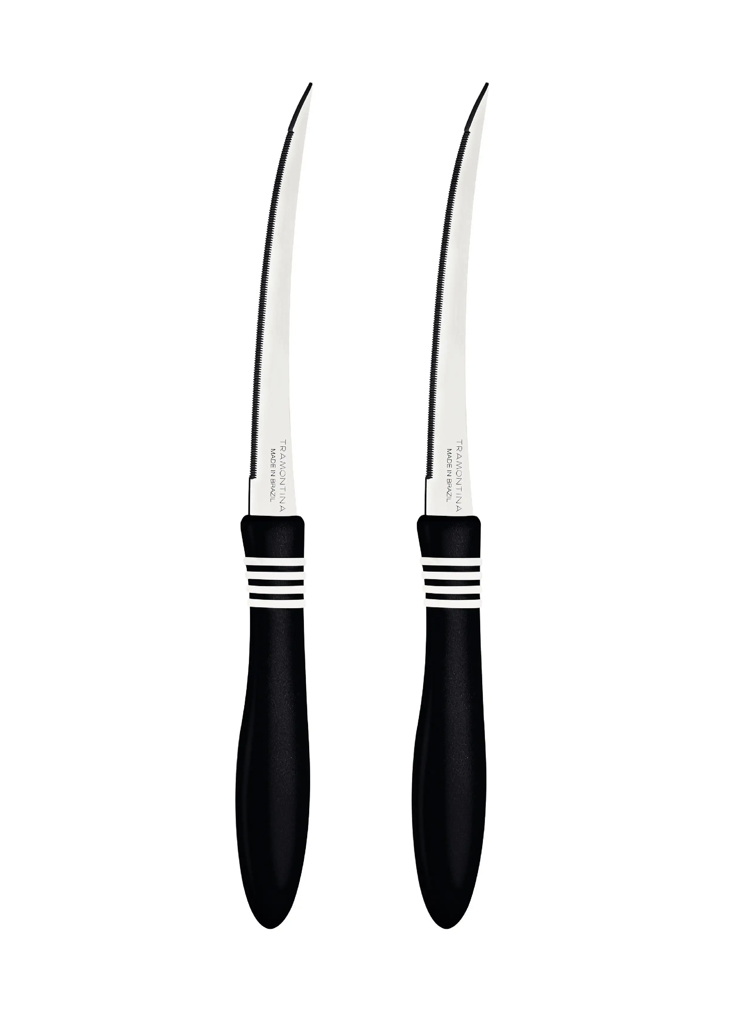 TRAMONTINA Cor & Cor 2 Pieces Black Tomato Knife with Stainless Steel Blade Set