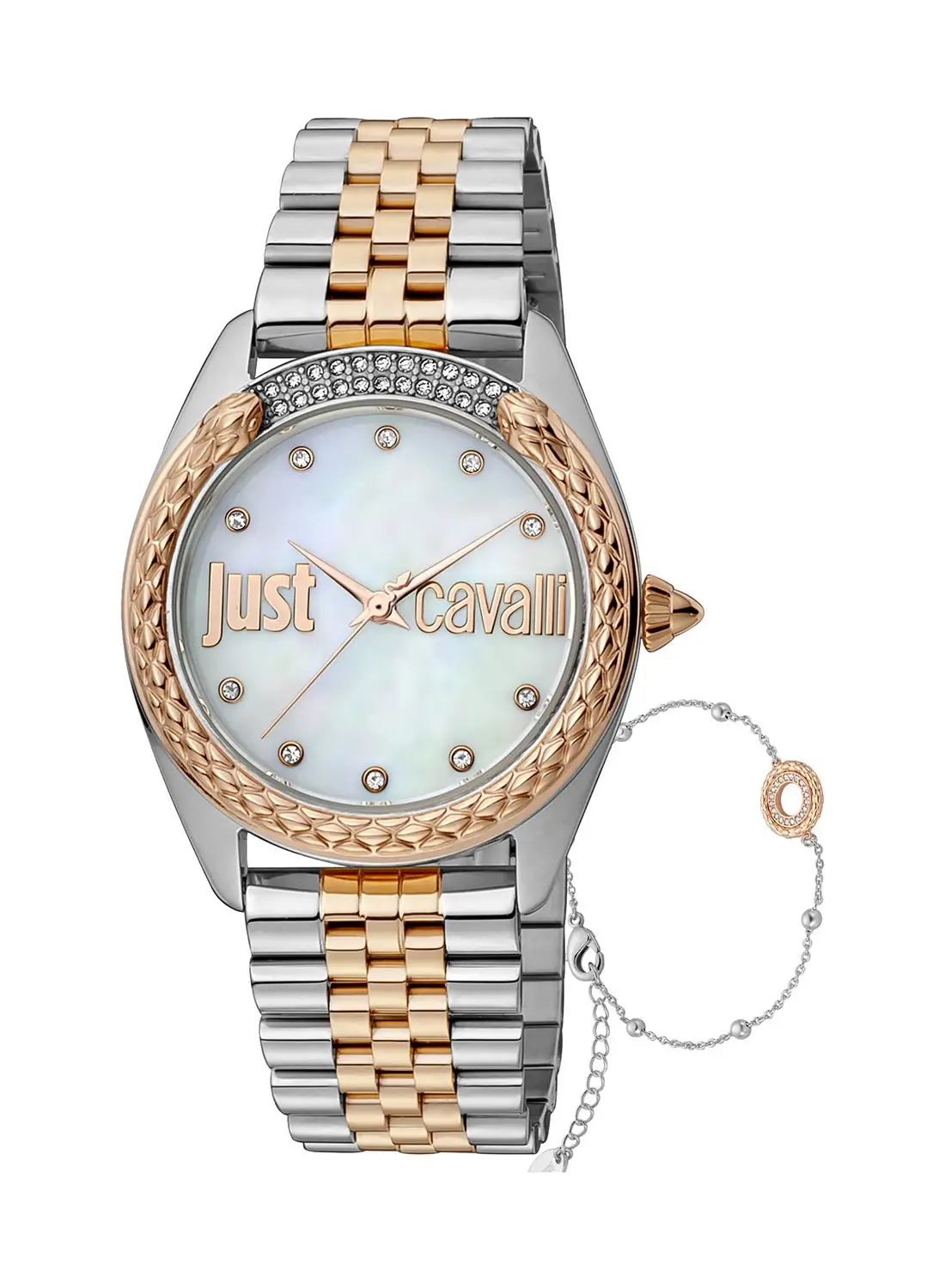 Justcavalli Women's Analog Round Shape Stainless Steel Wrist Watch JC1L195M0115 - 34 Mm