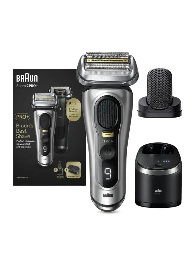 BRAUN Series 9 Pro+ Electric Shaver, Wet And Dry With 6-In-1 Smartcare Center And Procomfort Head Silver