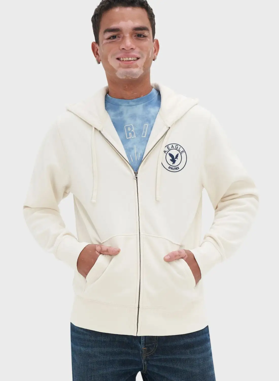 American Eagle Logo Zip Through Hoodie