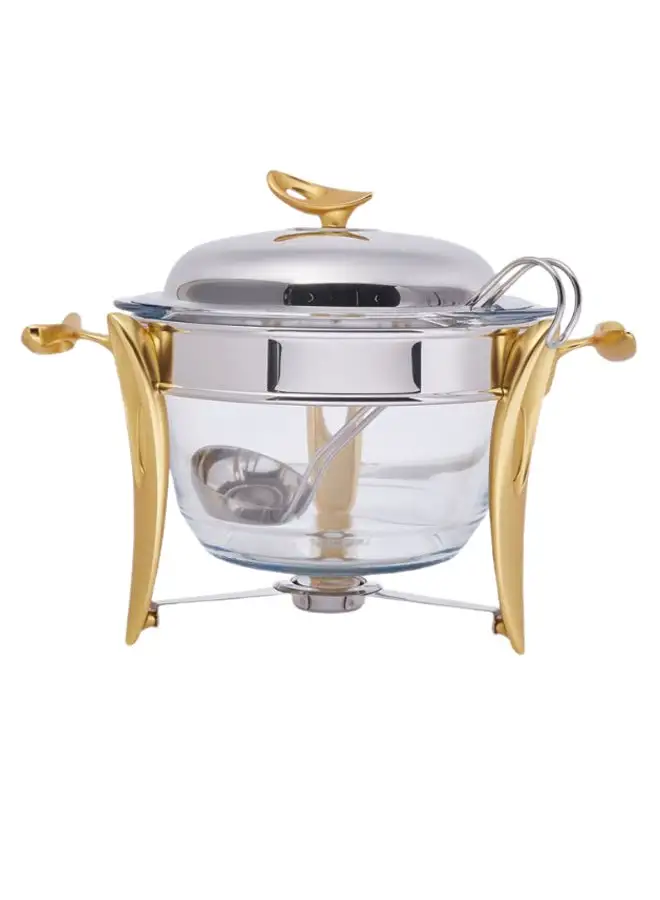 REGENT O2 Round Shaped Soup Warmer With Ladle Gold/Silver/Clear