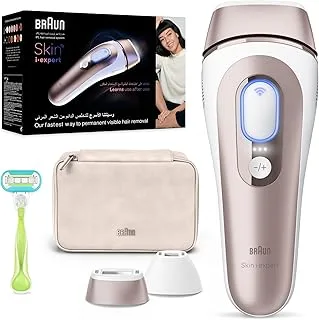 Braun IPL Skin i·expert, at Home Hair Removal, Smart IPL Long Lasting Hair Removal System PL 7147 with 2 Heads for Face, Body and Bikini Areas, Free App, Pouch, Venus Razor - Bronze