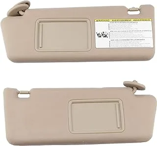 Dasbecan Left Driver & Right Passenger Side Sun Visor Compatible with Toyota Tacoma 2005-2012 (Beige)