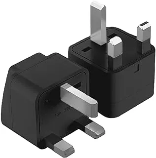 [2-Pack] AU/EU/USA/CANADA/to UAE Plug Adapter, British 3 Pin Plug Converter UK to US, UK Travel Plug Adapter Type G, Universal Socket Grounded International Travel Adapter For Trip (Black)