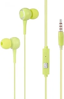 Fitto K28 Green Wired in-Earphone, Stereophonic Sound, Mic, Built-in Microphone, Bass, 3.5mm Jack, For All Mobile Phones, Music