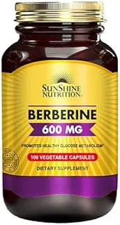 Sunshine Nutrition Bebeerine 600Mg | Promotes Healthy Glucose Metabolism | Supports Healthy Cholesterol Levels |100 Vegetable Capsules