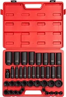 Sunex 2698 1/2-Inch Drive 12-Point SAE Master Impact Socket Set, 39-Piece