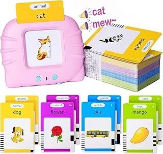 Toy O Toy Talking FlashCards Learning Toys for 1 to 5 Years Old Boys Girls, Early Educational Learning, Preschool Montessori Toys Electronic Reading Machine - 112 pcs Card with 224 Words (Pink)