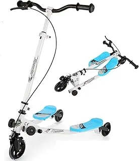 Swing Scooter, 3 Wheels Foldable Wiggle Scooter Tri Slider Kick Speeder Push Scooter with Adjustable Handle for Kid Ages 5 Years Old and Up