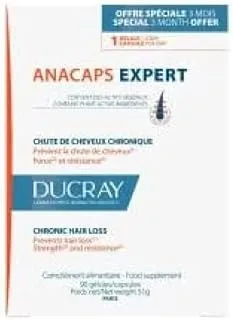 مكمل Ducray Anacaps Expert لتساقط الشعر المزمن، 90 قطعة