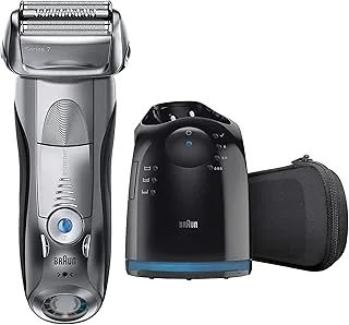 Braun Series 7 790cc Wet & Dry shaver with Clean & Charge station and travel pouch, silver - International Version