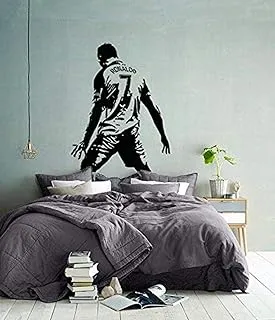 BPA® Glitched Cristiano Ronaldo Vinyl Wall Sticker for Home Decor (Black)