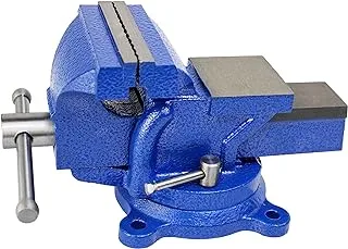 H 15-FS (TM) العلامة التجارية 5 بوصات eavyduty Bench Vise Anvil Forged.360 قاعدة قفل دوارة مشبك سطح المكتب (16LBS)، تصميم FS أزرق