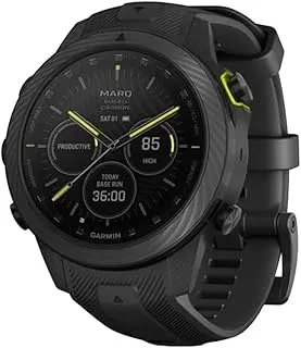 ساعة ذكية Garmin Marq Athlete Generation-2 إصدار كربون 46 ملم مع حزام سيليكون، أسود