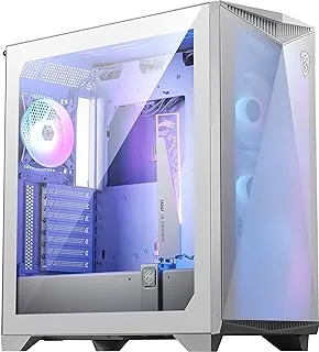 MSI MPG GUNGNIR 300R Airflow White Mid-Tower Gaming PC Case with Mesh Front Panel and RGB Lighting - ATX Motherboard Compatibility, Tempered Glass Side Panel, Pre-Installed Fans