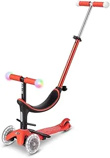 Micro Scooters | Mini Micro 2 Grow LED 4in1 Toddler's Trike | Handlebar Adjustable | Foldable | Lightweight | Boys & Girls | 1-6yrs | Red