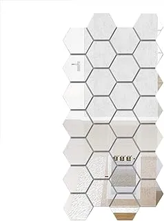 BPA® 12 Piece 3D Hexagon Acrylic Mirror Wall Stickers DIY Art Decoration Mural Stickers Home Decor Living Room Mirror Sticker Decorative silver medium 12.6 * 12.6 cm (12 for one set)