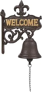 Juvale Cast Iron Bell - Welcome Entry Door Bell, Antique Doorbell Decoration, Front Door, Interior, Exterior Decor, Black - 6.7 x 8.9 x 0.8 inches