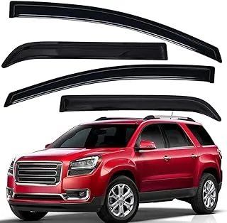 Lightronic WV94632 Tape-on Side Window Visor Deflector Rain Guard, Dark Smoke Shatterproof, 4 PCS Set for 2007-2016 GMC Acadia, 2017 GMC Acadia Limited, 2007-2010 Saturn Outlook