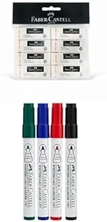 Faber-Castell Eraser Big Poly Bag Of 8Pc + Whiteboard Marker Bullet Set Of 4Pc & Duster