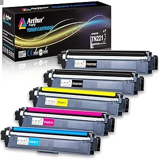 خرطوشة حبر بديلة متوافقة مع Arthur Imaging لـ Brother TN221 TN225 (2 أسود، 1 سماوي، 1 أصفر، 1 أرجواني، 5 عبوات)