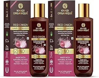 Khadi Organique Red Onion Hair Cleanser/Shampoo With Keratin Protein Booster (Paraben Free) Pack Of 2 (400Ml)