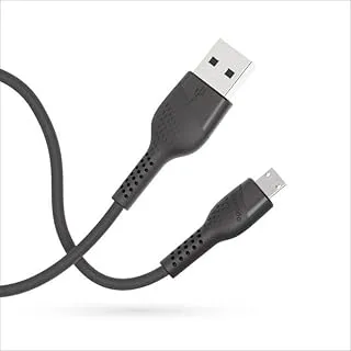 كابل بورودو أزرق TPE / PVC USB-A إلى Micro USB 1.2 متر 2.4 أمبير - أسود