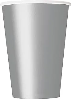 Unique 82165 Paper Cups-266 ml-Silver Colour-14 Count (Pack of 1), Pack of 14