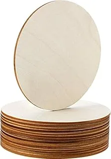 Bpa Unfinished Wood Circle Round Ornaments 15 Pieces Set, 5-Inch Diameter