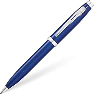 قلم حبر جاف Sheaffer 100 لامع باللون الأزرق مع زخرفة من الكروم المصقول