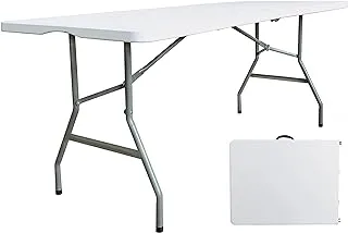 generic 6 Foot x 30 inch Folding Table, Indoor Outdoor Portable Plastic Tables for Picnic, Party, Dining, Fold-in-Half Heavy Duty Utility Table, White