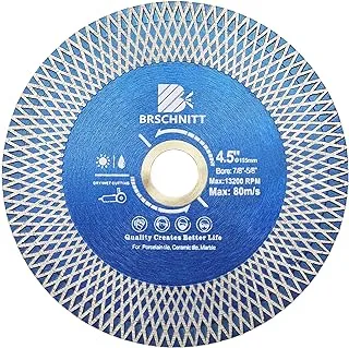 Diamond Porcelain Tile Saw Blade - BRSCHNITT Super Thin Diamond Cutting Grinding Disc with X Teeth Arbor 7/8“-5/8“ for Ceramic Tiles,Granite,Marble Angle Grinder Circle Saw Blade