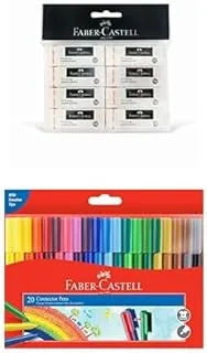 Faber-Castell Eraser Big Poly Bag Of 8Pc + Colour Marker Pen 20-Pieces