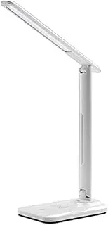 Vortex D10-WHITE LED Desk Lamp, Eye-Caring Table Lamps, Step Less Dimmable Office or Study Lamp with USB Charging Port, Touch Control,Wireless Output Power 10W,3 Colors Temperature Options,(White)