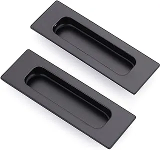 Mangsen 2 Pack Rectangular Recessed Sliding Door Pulls 12 * 4 * 1.2cm Matte Black Stainless Steel Closet Door Finger Pulls for Sliding Barn Door