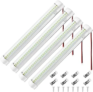 12V Interior LED Light Bar, 108 LEDs Strip Lights 1800LM 6W DC 12V LED Light Strip with Switch for Car Truck Bed Van RV Cargo Boat Cabinet Enclosed Trailer Lights Fixture, 12 Volt LED Lighting (4Pack)